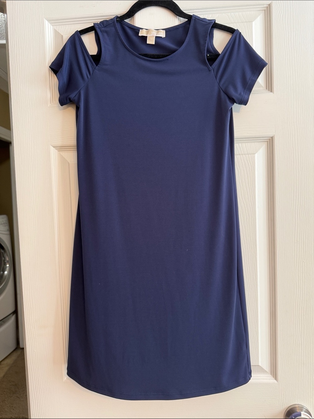 Michael Kors Girls Navy Cold-Shoulder Shift Dress
